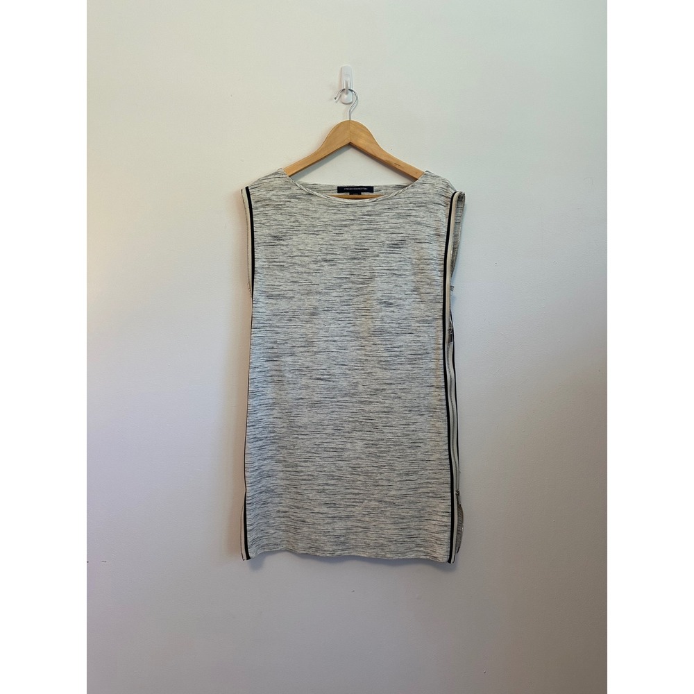 French Connection Grey Space Dye Sleeveless Zip Side Shift Dress | Size 6